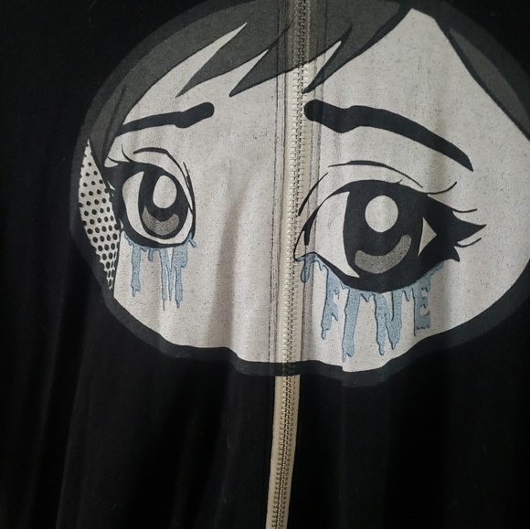 Women's Black I'm Fine Zip Up Hoodie - Picture 2 of 4